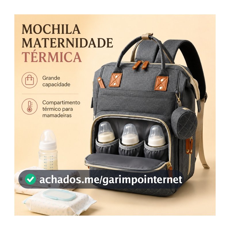 Mochila Bolsa Maternidade Mamãe Bebê Impermeável Porta mamadeira Fralda Creche escola