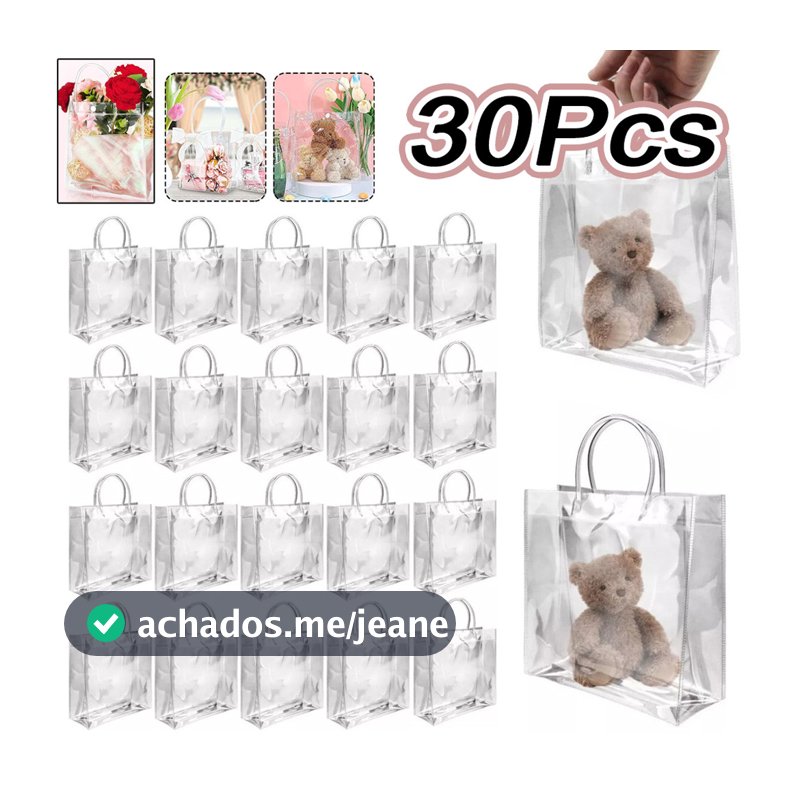 Kit 30/40 Unidades Reutilize Sacos De Presente Plástico Pvc 20208CM