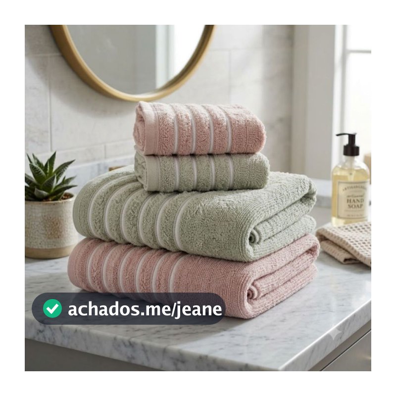 Kit 4 Toalhas (02 Banho e 02 Rosto) - Jogo de Toalhas 100% Algodão Grande 72cm x 130cm 490g