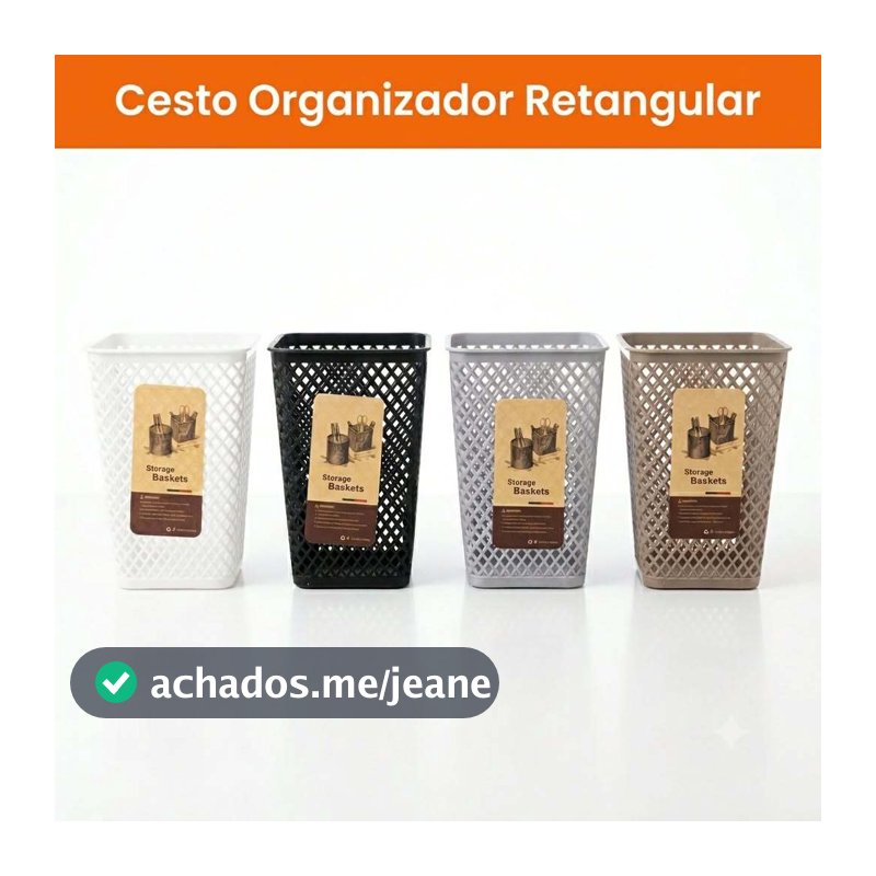 Cesto Retangular Organizador Multiuso Armazenamento Escritório Canetas Lápis Porta Treco Objetos