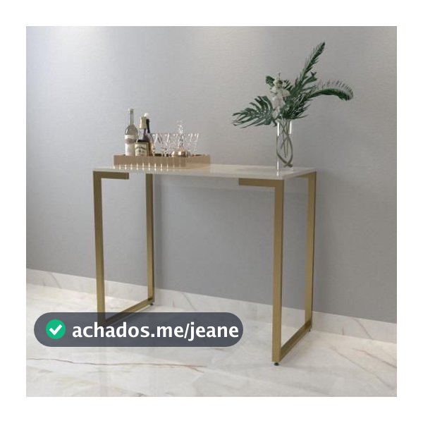 Aparador de Sala Estilo Industrial em Aço Carbono Mesa Buffet Balcão Pé Dourado Elegante