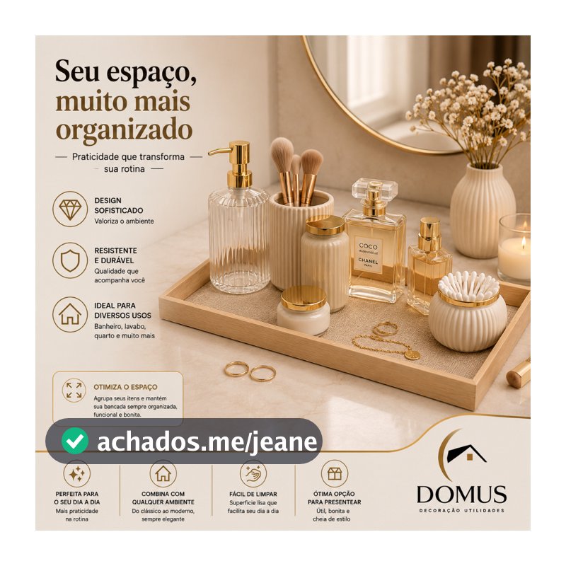 Bandeja Decorativa Luxo com alças Grande Borda Dourada E Prata Cantinho do Café Multiuso