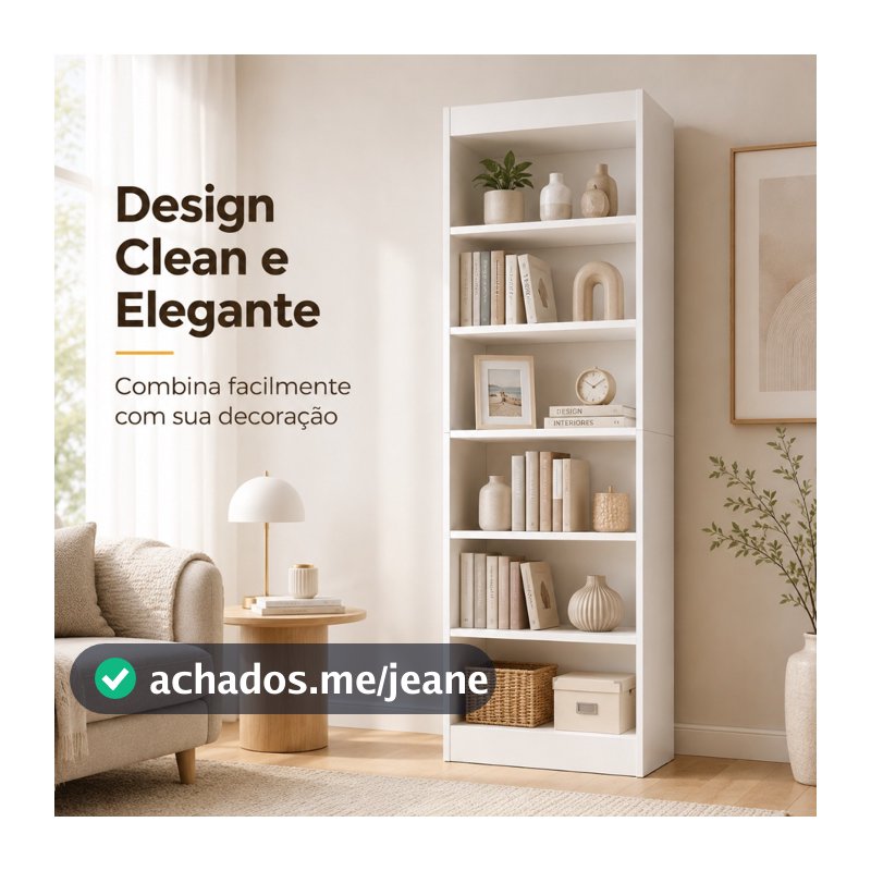 Livreiro com 6 Prateleiras Estante de Livros Organizador Moderno e Espaçoso Minimalista Versátil