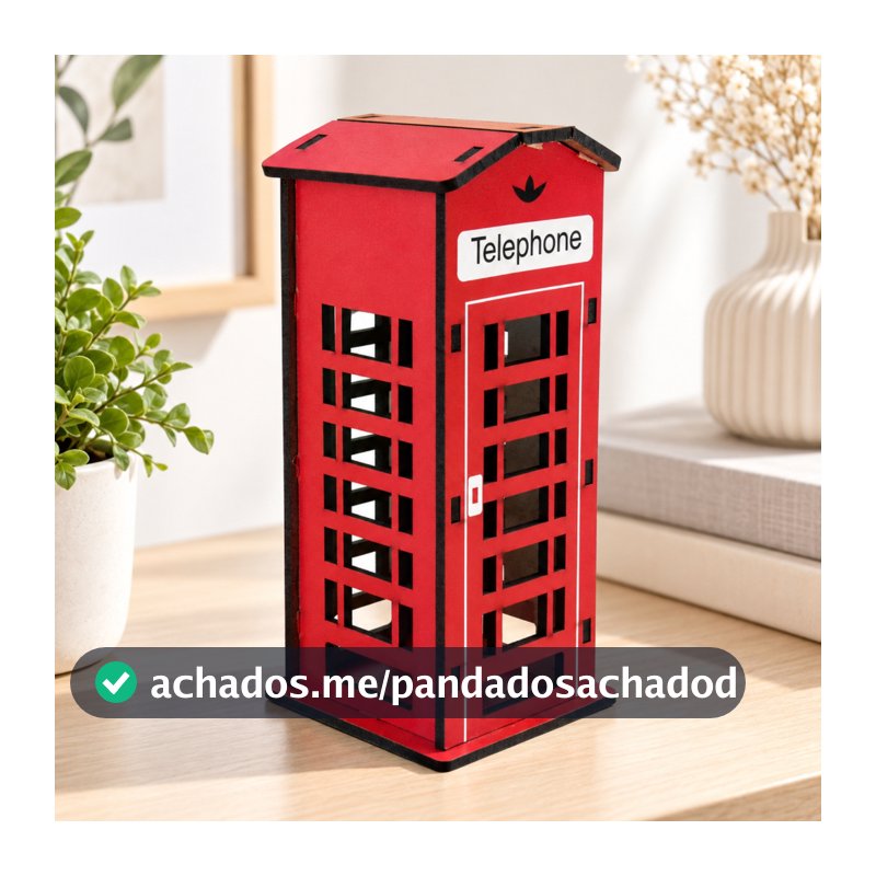 Cabine Telefônica Decorativa Pequena em MDF 15x6,5x6,5 cm - Decoração Criativa e Charmosa