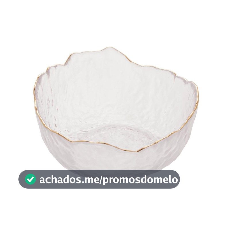 Bowl de Cristal Martelado 13cm com Borda Dourada Wolff Taj para Sobremesas, Entradas e Petiscos