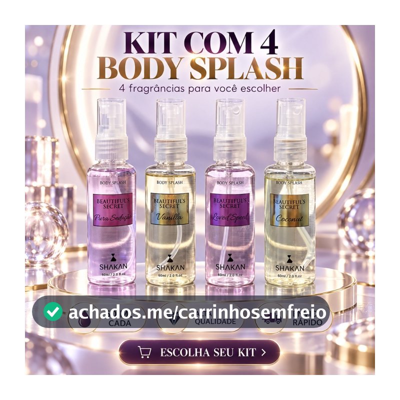 Kit 4 Body Splash victoria Lançamento Vanilla love speel pure seduction coconut