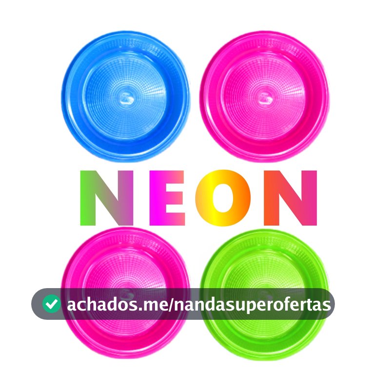 Prato Festa Neon Descartável 15cm 10 Unidades Prato Neon Festa Neon Prato Sobremesa Decoração Festa Várias Cores