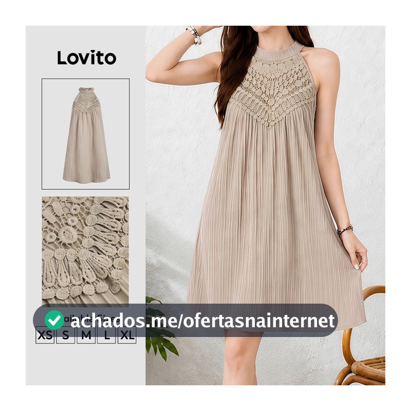 Lovito Vestido Boho com Babados No Decote e Listras Laterais Khaki Primavera/verão para Mulheres DRB202P2D222