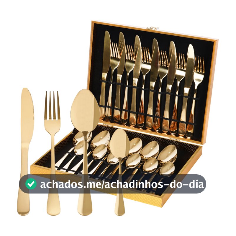 Jogo Talheres 24 Peças Faqueiro Inox Premium Luxo Com Maleta