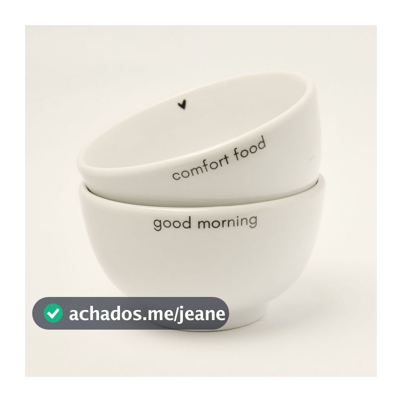 Kit Bowl Médio Branco Estampado Personalizado Pote 500ml Tigela de Porcelana