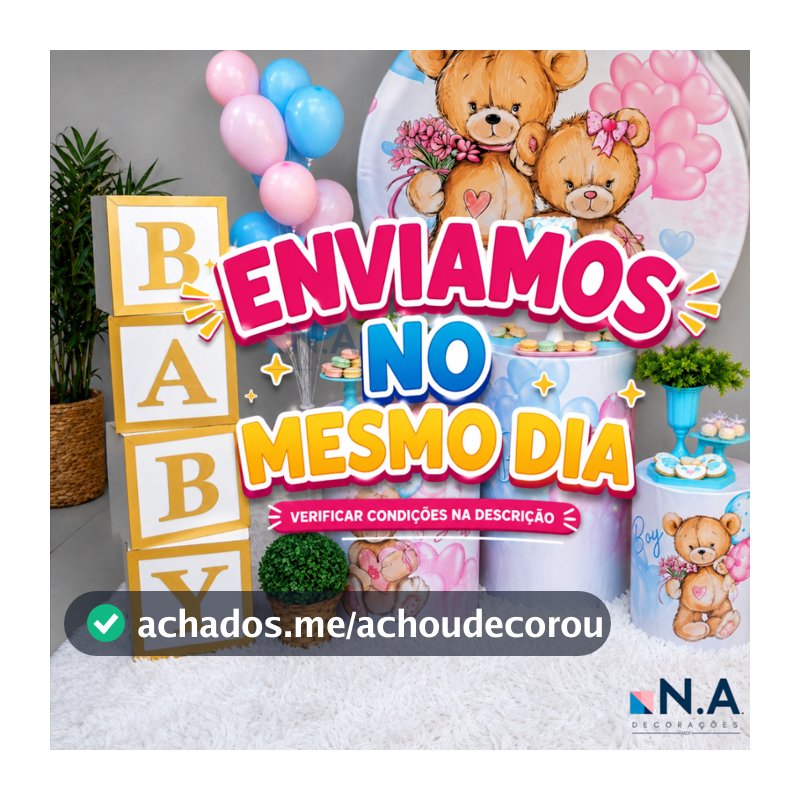 Kit Cubos BABY MDF – Chá Revelação, Decoração Bebê e Festa - 20 cm