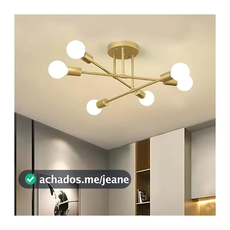 Luminária Lustre de Teto Lines Dourado Bivolt Design Moderno para Sala e Escritório