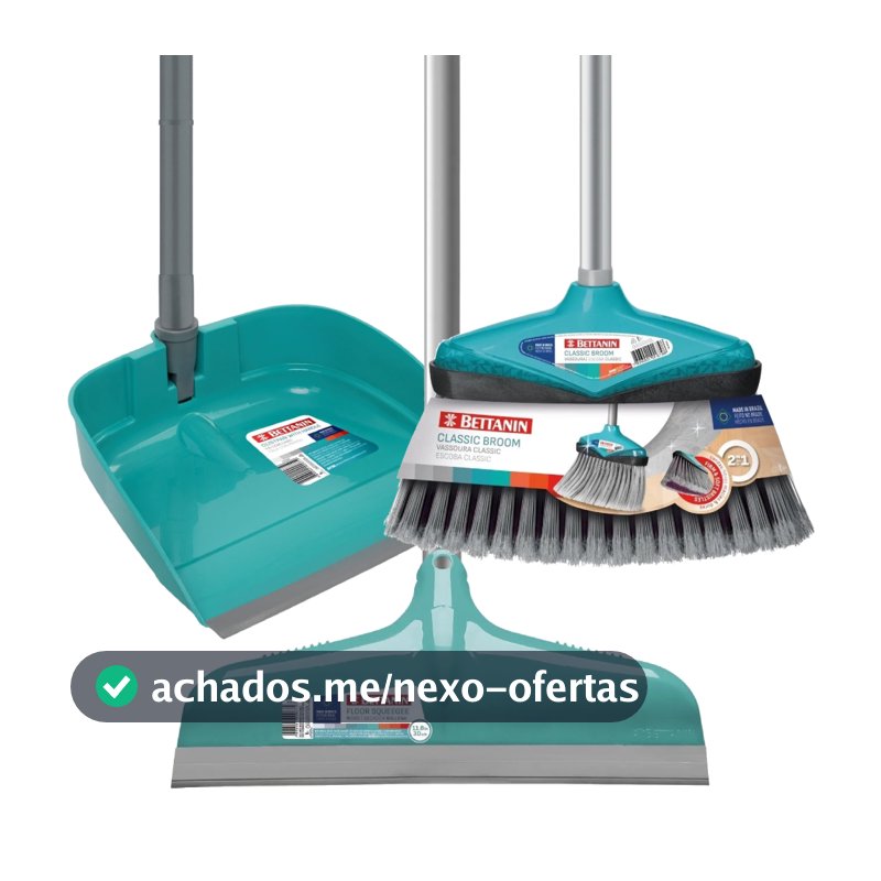 Kit Vassoura Original + Rodo Ballena 30cm + Pá Para Lixo Com Cabo Bettanin