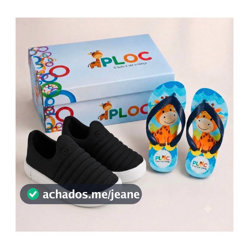 Kit 2 Pares: Tênis Iate + Chinelo Infantil Ploc Menino Estampado