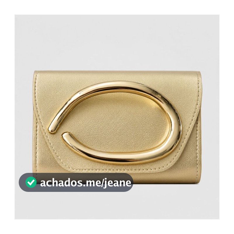 Bolsa Feminina Clutch Luxo Dourada com Alça Metal Elegante