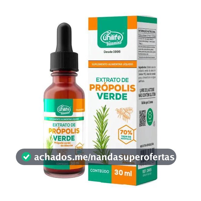 EXTRATO DE PROPOLIS VERDE 70% Gotas 30ml Unilife Oficial