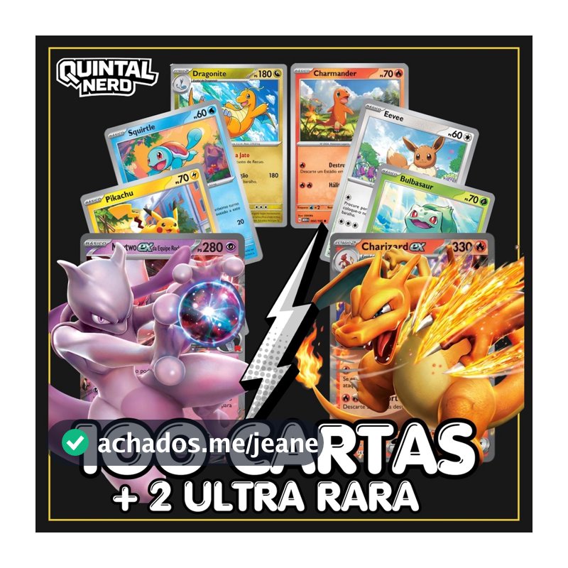 Kit Premium Pokémon Original Copag: 50/100 Cartas + Ultra Raras e Brilhantes Garantidas sem Repetida
