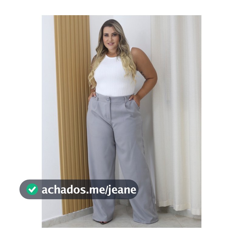 Calça Pantalona Feminina Plus Size Alfaiataria 46 ao 54 com Bolsos 8819