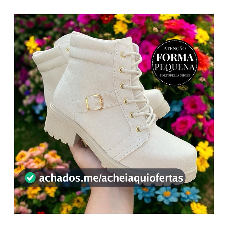 Bota feminina Virginia inverno 2026 bota cano curto solado tratorado outono inverno2026-COTURNO FEMININO OFF WHITE PRETA