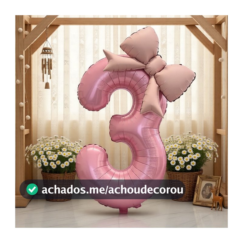 Balões de Folha com Números Rosa e Laço – Perfeitos para Casamentos, Aniversários e Aniversários de Casamento