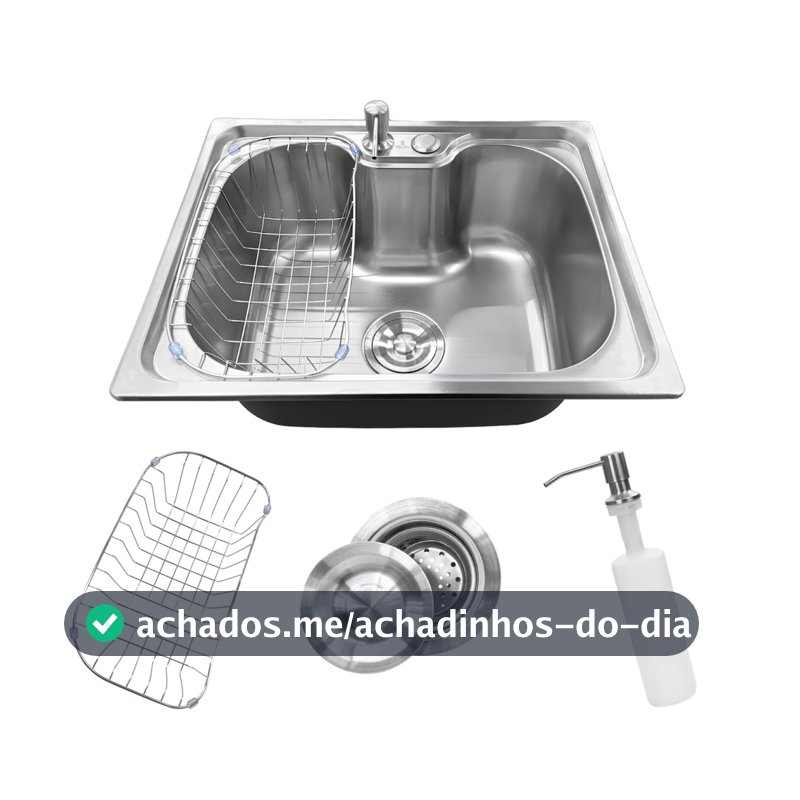 Cuba Gourmet Cozinha Pia Aço Inoxidável 60x42cm e 50x40cm com Acessórios