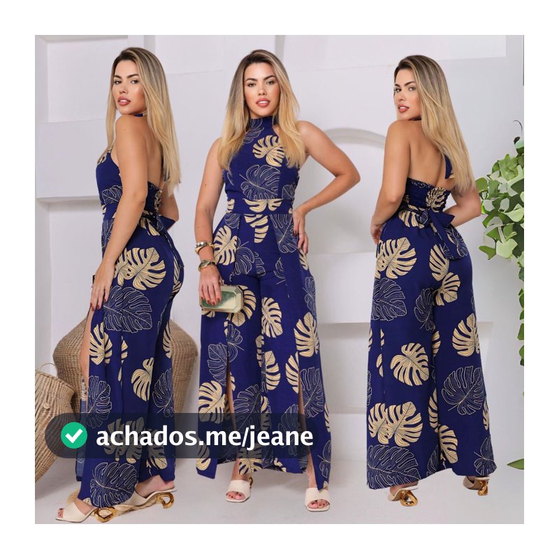 Macacão longo feminina estampado costa lastex, é feito de lastex,
