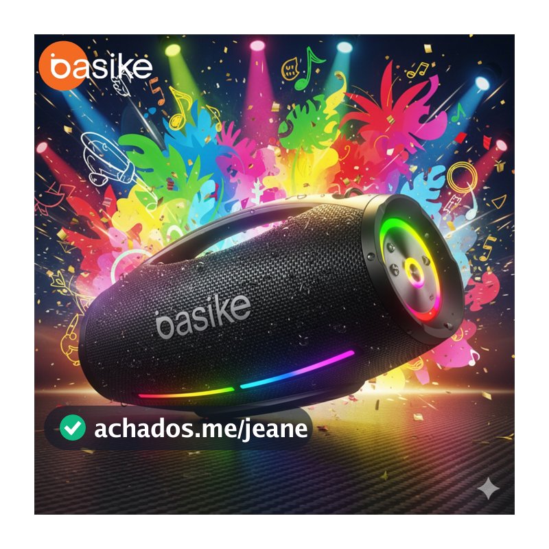 Basike Caixa de Som Boombox Plus Bluetooth 200w IpX6 Bateria 12 Horas Som Potente Preto
