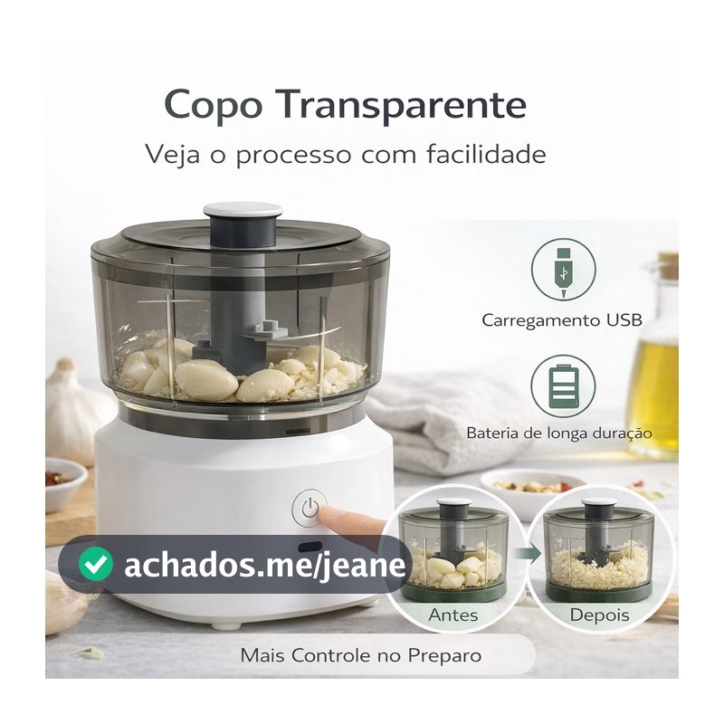 Mini Processador de Alimentos Elétrico Triturador de Carne Alho Cebola Legumes Picador Cozinha Portátil 350ML ANJGG BRA