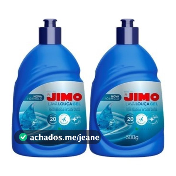 KIT 2 Jimo Lava-Louça Gel 500ml Nova Fórmula Detergente Concentrado Super Brilho Desengordurante