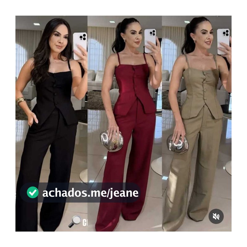 Conjunto Serenity Sensorial Alças Reguláveis e Calça Pantalona com Bolsos