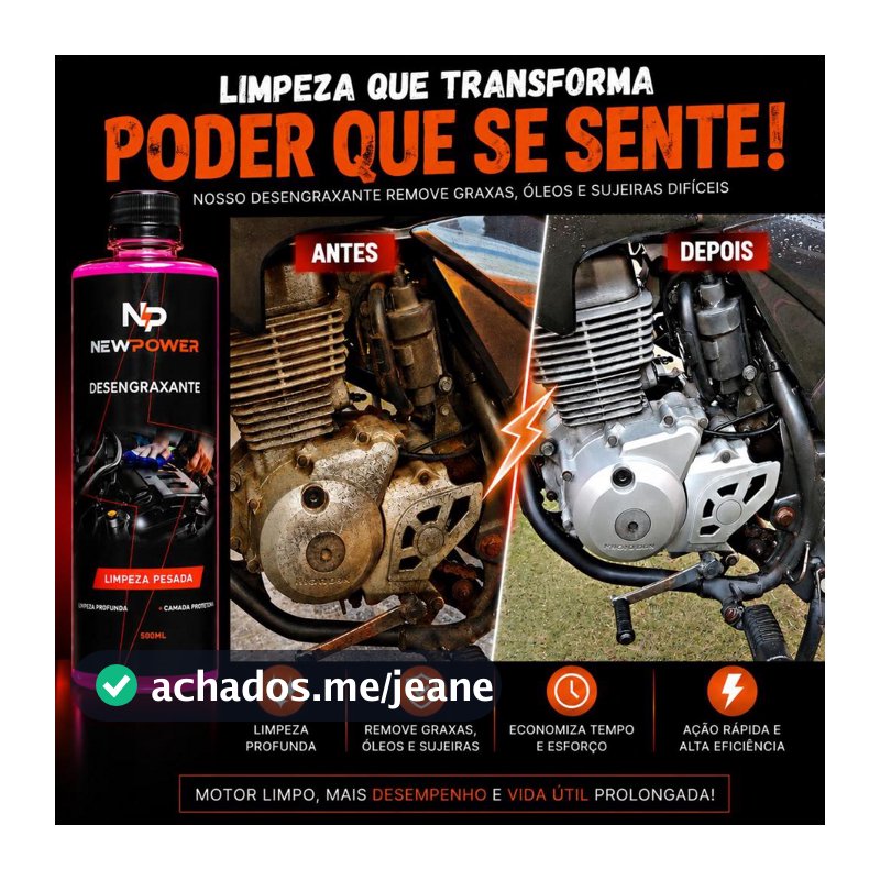 Desengraxante New Power Clean Pro 500ml Remove graxas, limpa motores e não agride Produto Oficial