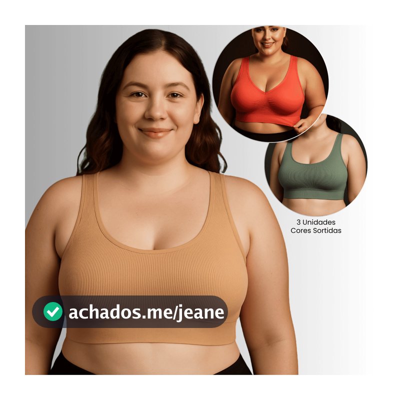 Kit 3 Sutiã Plus Size Bojo Removível Top Regata Cropped Não Marca EXG Reforçado 46 ao 54 Sortidos