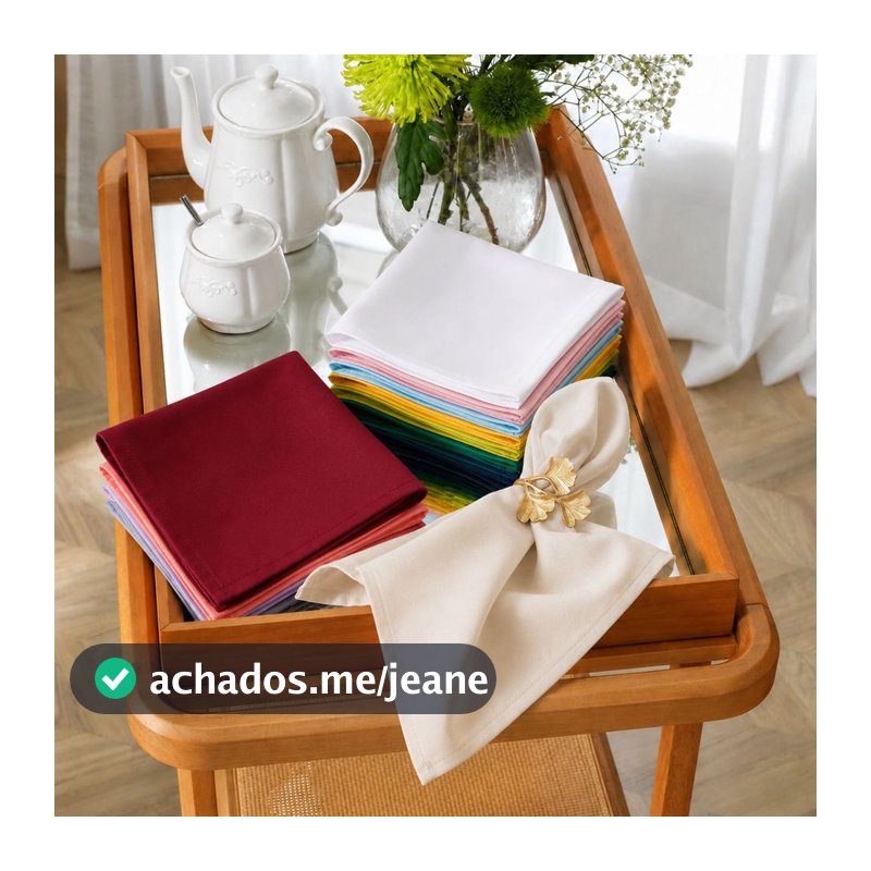 Kit com 6 ou 12 Guardanapo em Tecido Oxford Com Acabamento Embainhado 35x35cm todas as Cores