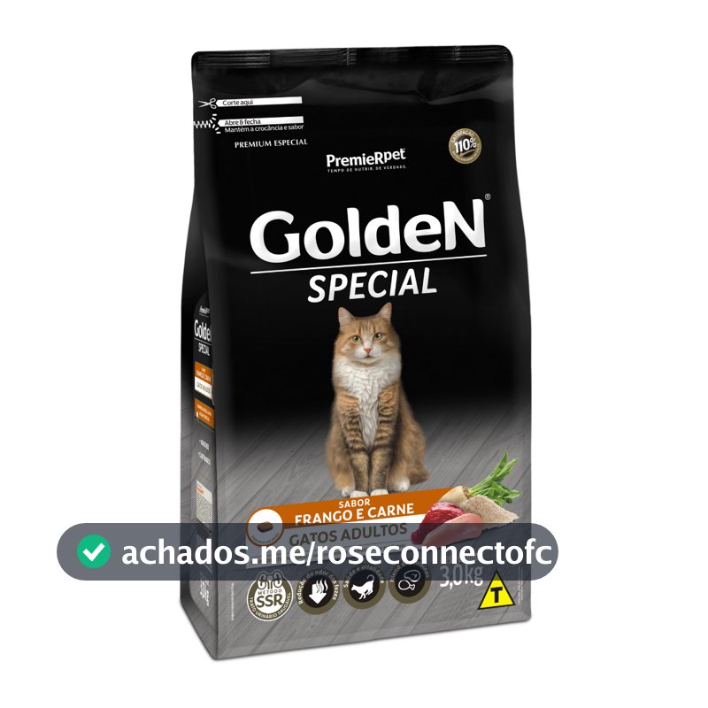 Ração Golden Special Gatos Adultos Frango e Carne 3kg