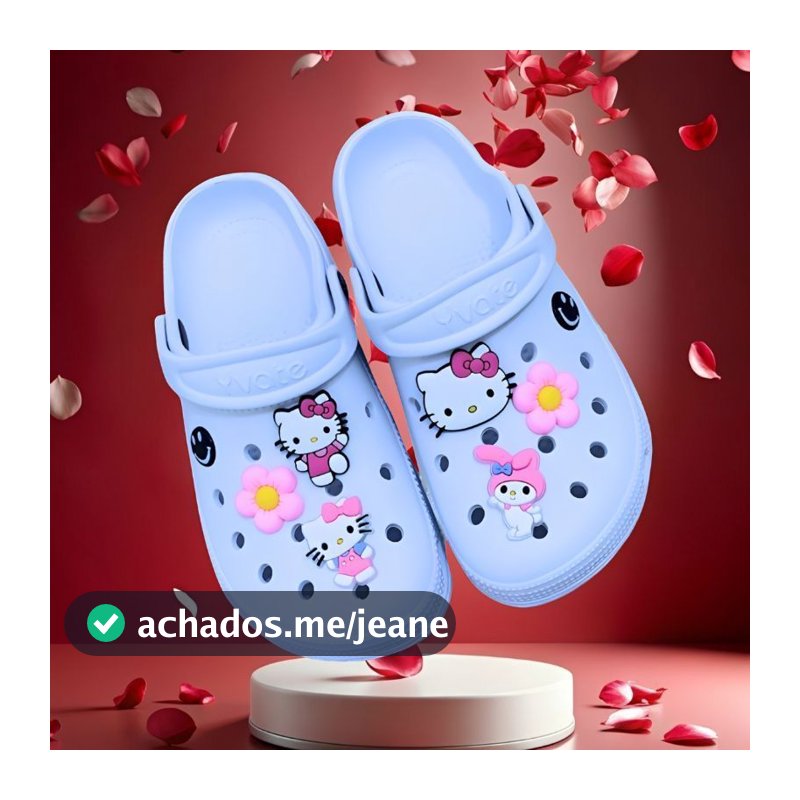 Sandália Babuche Hello Kitty Feminina Profissional Alça Ajustável 6 Pins Antiderrapante Leve Macia