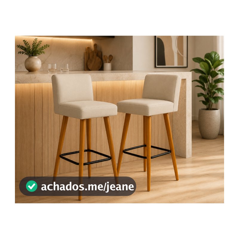 kit 02 banquetas alta decorativa com encosto para cozinha balcão e bistro