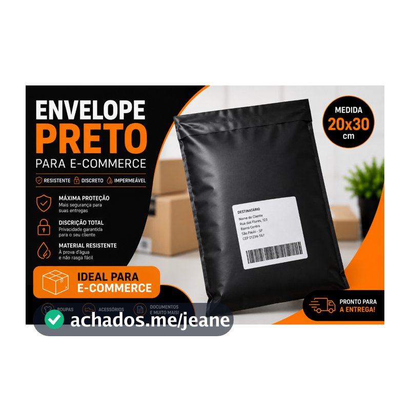 Kit 250 / 500 /1000 UN Envelope de Segurança Preto 20X30 E-Commerce Lacre Auto Colante Impermeável