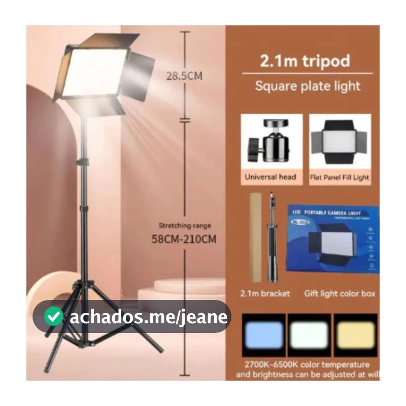 Iluminação Painel Bicolor Estúdio Led Para Fotografia Video Com Tripe 2,1 Metros Refletor Profissional Reels Live RL900