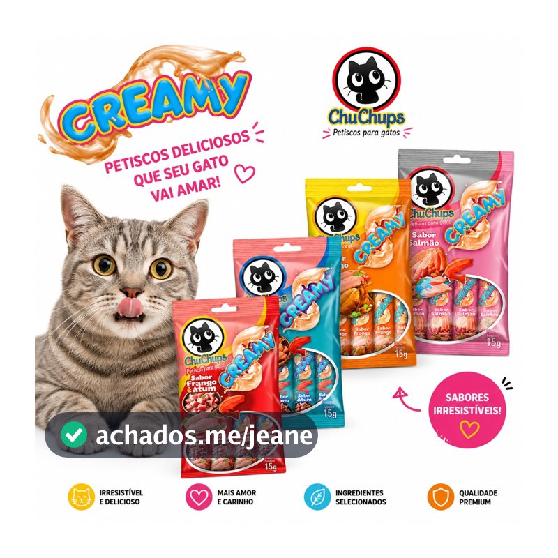 Kit Petisco Cremoso Chuchups Para Cães e Gatos – 4 Sabores - Contém 4un de 15g