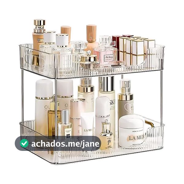 Estante Organizadora De Maquiagem Cosméticos 2 Andares de Acrílico Transparente Moderna