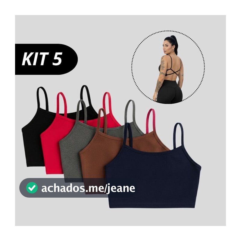 KIT 5 Top CRUZADO costa nua moda gringa confortável fitness academia casual