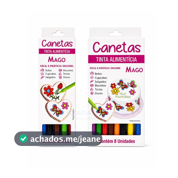 KIT CONJUNTO CANETA MAGO PARA ALIMENTOS E PASTA AMERICANA - 5 CORES OU 8 CORES