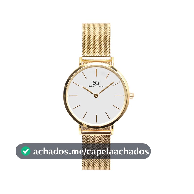 Relógio Feminino Dourado Saint Germain Chelsea Gold 32mm Fundo Branco