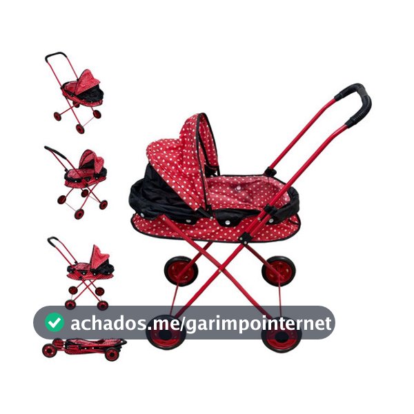 Carrinho De Boneca Tipo Berço Estampado Importway Com 4 Rodas Leve Portátil Infantil Para Meninas