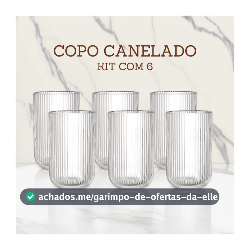 Jogo De Copos 6 Peças De Vidro Cameratta Canelado 420ml Suco Agua