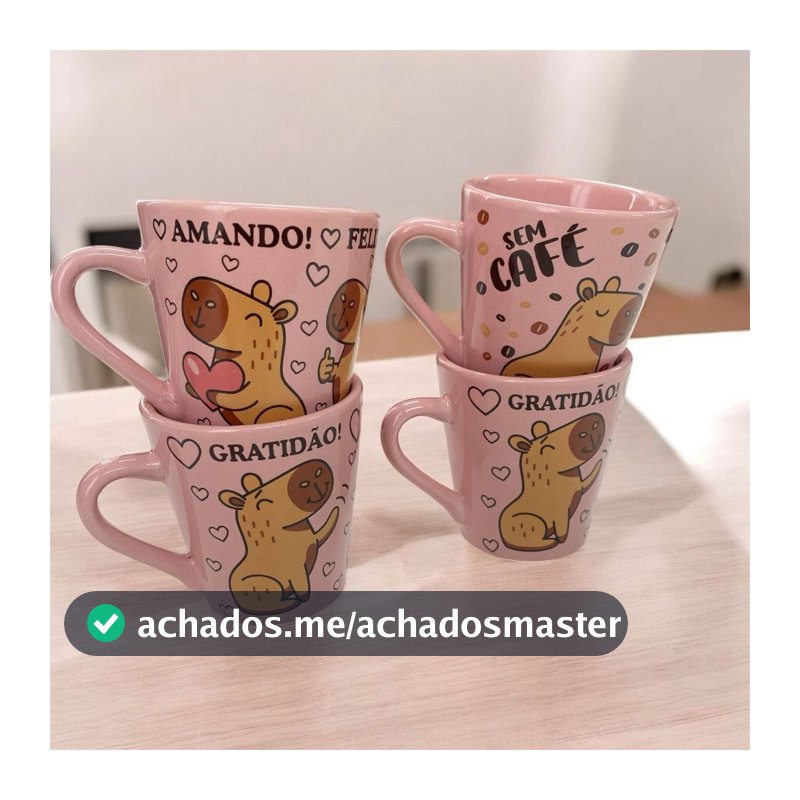 Kit 4 Xícara/Caneca 120ml Café Capivara Chá Presente Divertido