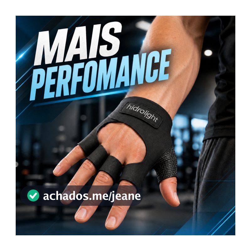 Luva Academia Hidrolight Neoprene Meio Dedo Antiderrapante Musculação Crossfit Preta Tamanho Par