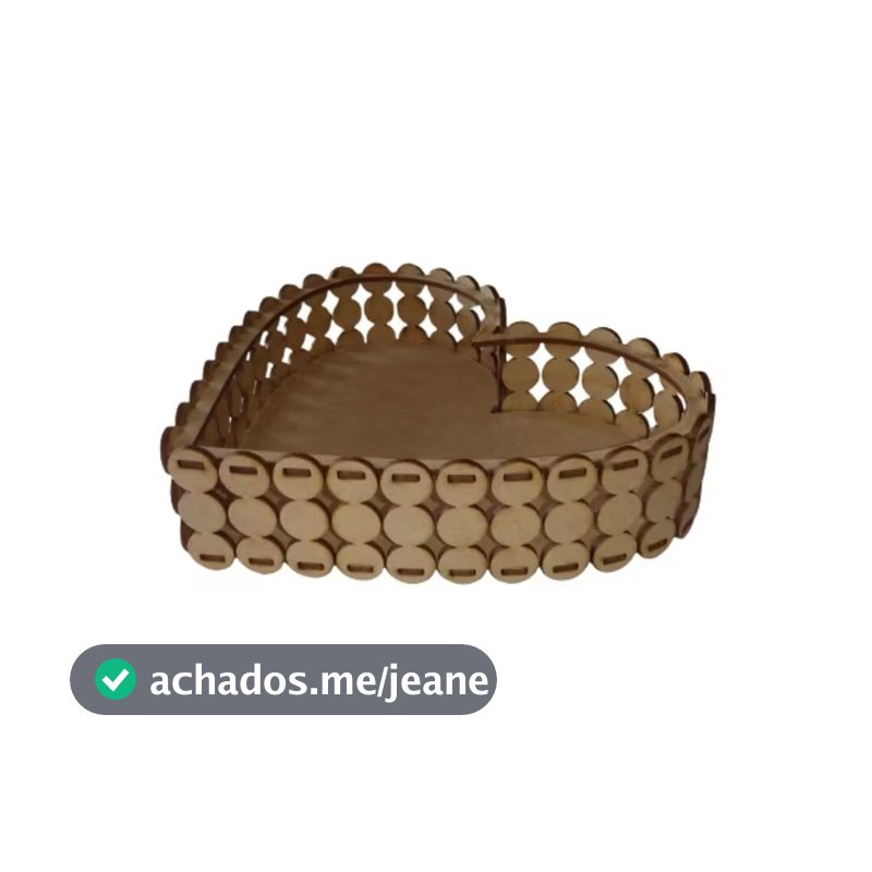 Bandeja Pérola Coração MDF Cru Tamanho P 20x15cm