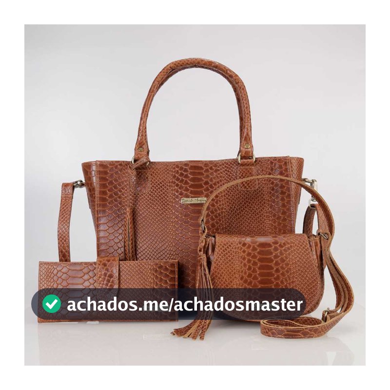 Kit bolsa feminina grande couro legitimo+bolsinha+carteira