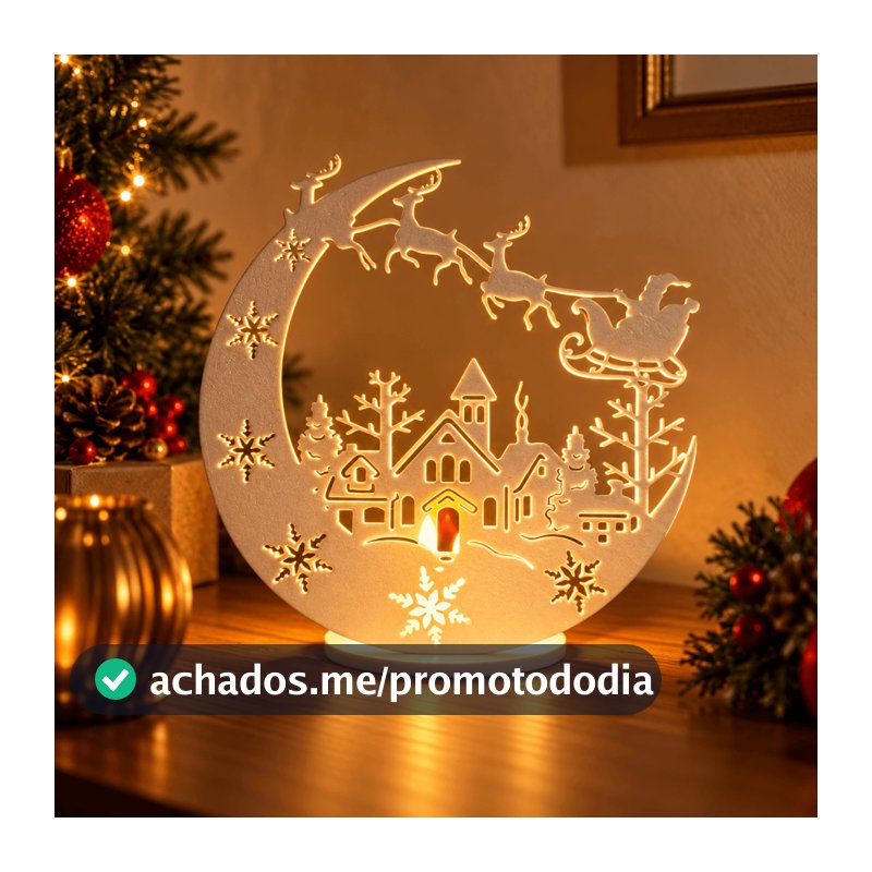 Decoração de Natal Papai Noel no Trenó com LED Enfeite Natalino para Mesa Minimalista